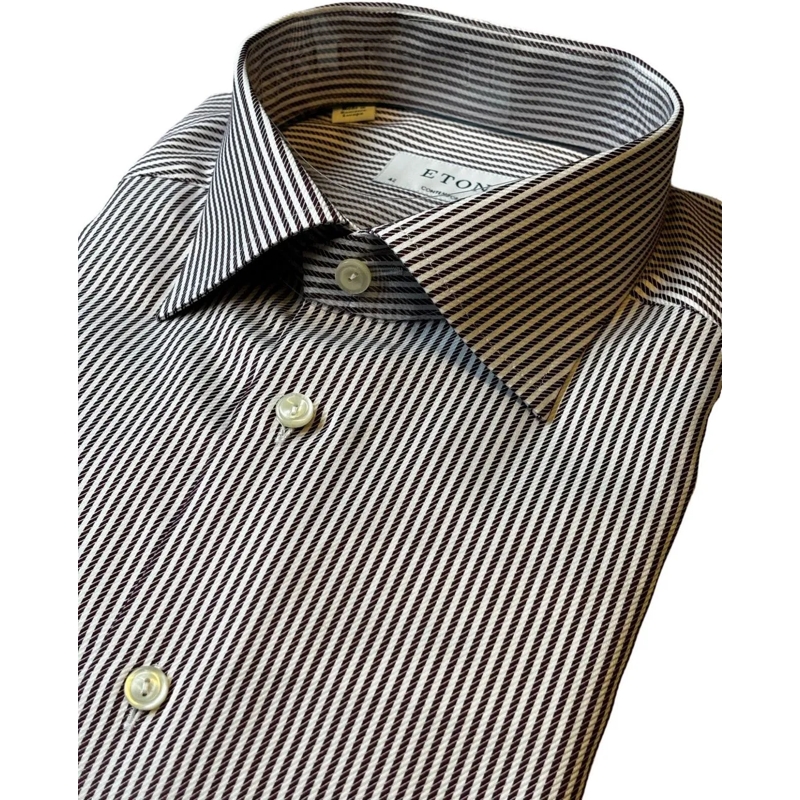 Eton  Eton Striped Signature Twill Shirt Lange Mouw Over grau(Image 2)