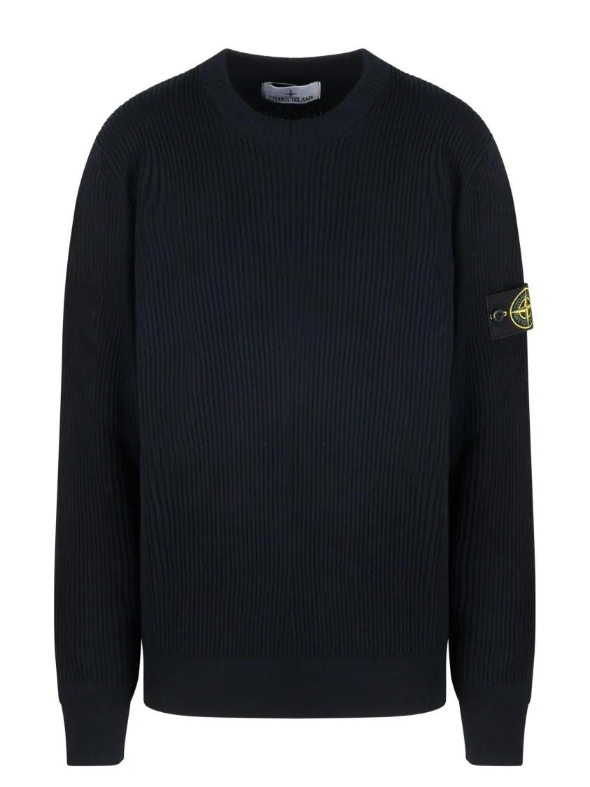 Stone Island - Full Rib Wool Sweater - Größe M - blau