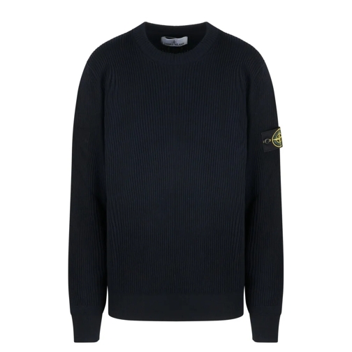 Stone Island Pull Full Rib Wool Sweater Blue