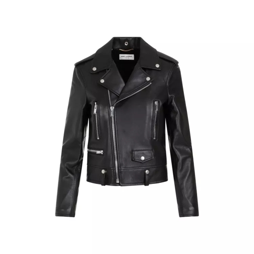 Saint Laurent Black Lamb Leather Motor Jacket Black 