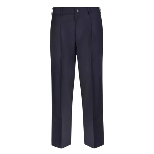 Dell'oglio Dark Blue Wool Bland Trousers Blue Pantaloni della tuta