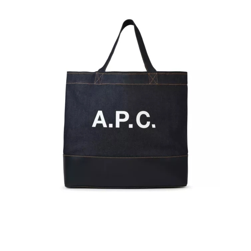 A.P.C. Large 'Shopping Axel' Navy Denim Bag Black Tote