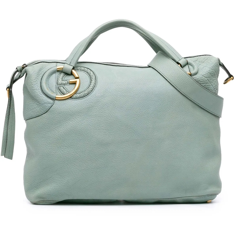 Gucci Sac à bandoulière Leather Twill Satchel blau