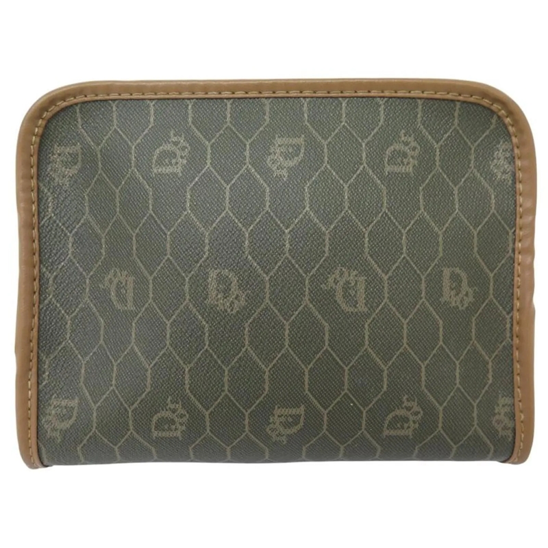 Christian Dior Clutch VINTAGE CHRISTIAN DIOR BEEHIVE CANVAS CLUTCH braun