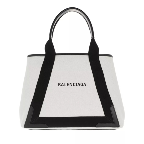 Balenciaga Medium Navy Cabas Tote Bag Natural/Black Draagtas