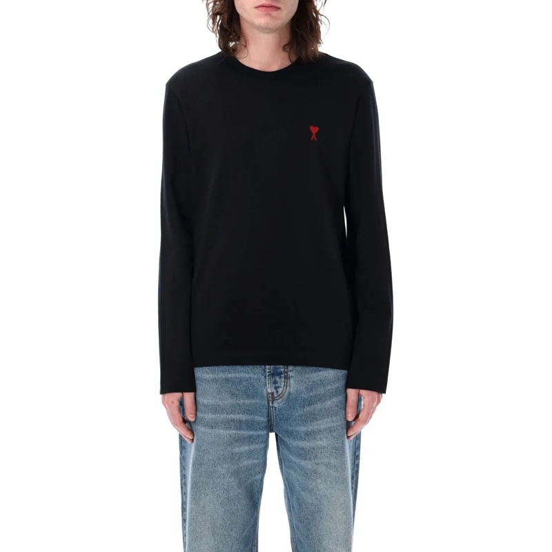 AMI Paris Langärmeliges Oberteil Long-Sleeve De Coeur T-Shirt Black