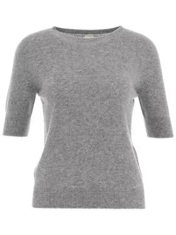 Mvm Grey Cashmere Knit Top Grey