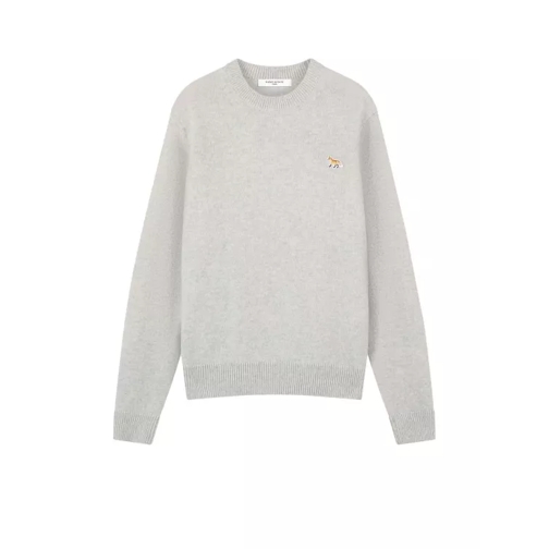 Maison Kitsune Wool Sweater With Iconic Patch Grey 