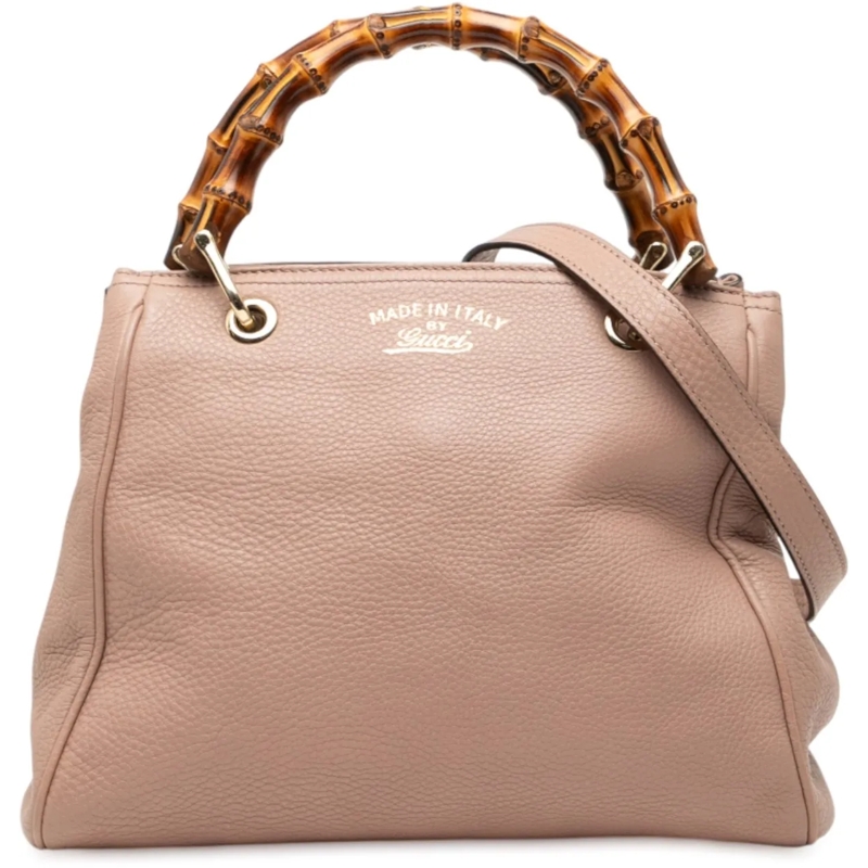 Gucci Schultertasche Small Calfskin Bamboo Shopper Satchel rose