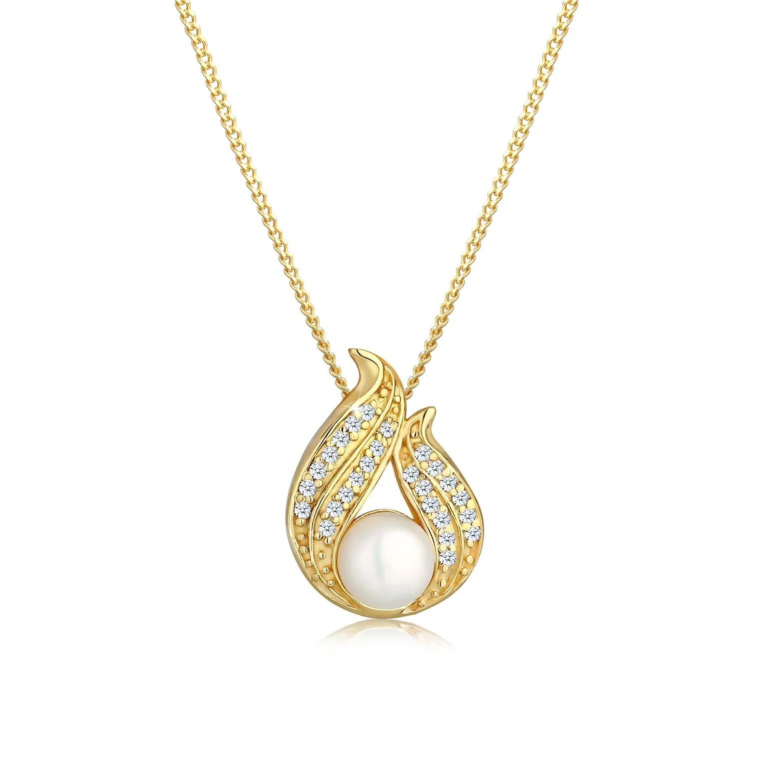 Elli Halsketten - Halskette Süsswasserzuchtperle Diamant (0.13ct) 58 - Gr. unisize - in Gold - für Damen