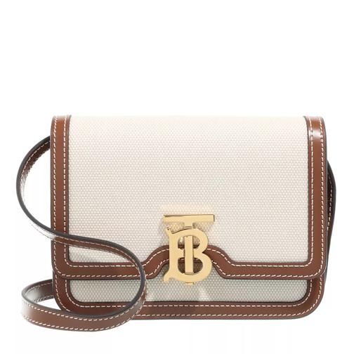 Burberry Two Tone Canvas And Lather TB Crossbody Bag Natural Brown Crossbody Bag