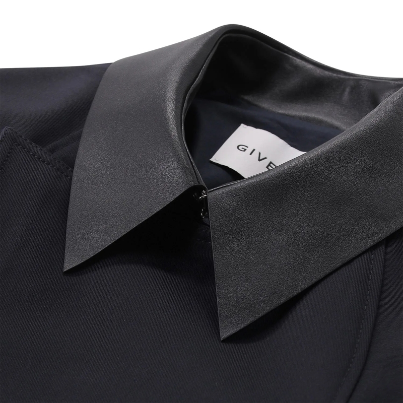Givenchy Übergangsjacke Jacke mit Lederkragen dunkelblau(Image 4)