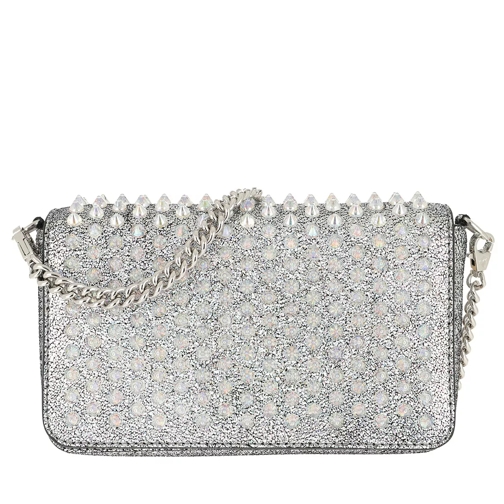 Christian Louboutin Zoompouch With Spikes Leather Silver Crossbody Bag