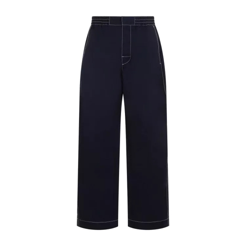 Bottega Veneta Navy Tech Fabric Straight Leg Pants Blue 