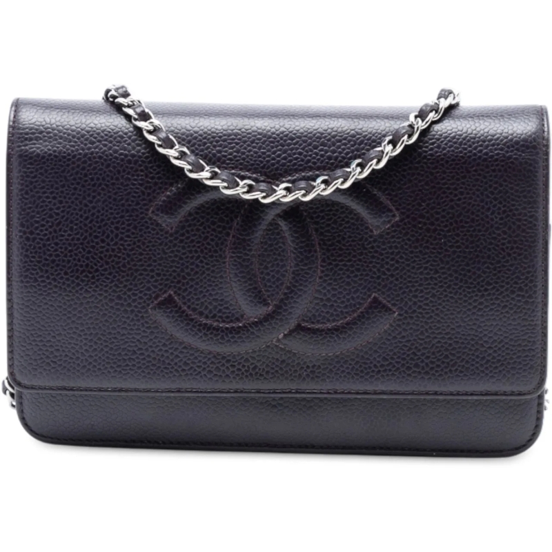 Chanel Schultertasche CC Caviar Wallet On Chain lila