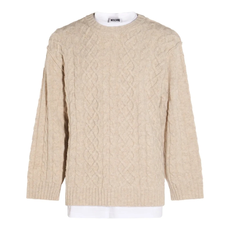 Moschino Trui Beige Wool Knitwear Neutrals