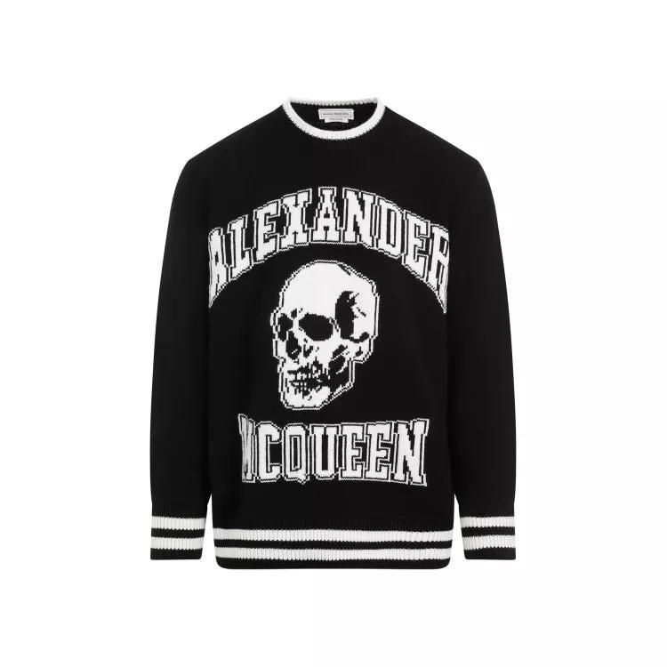 Alexander McQueen - Black Logo Wool Sweater - Größe S - schwarz