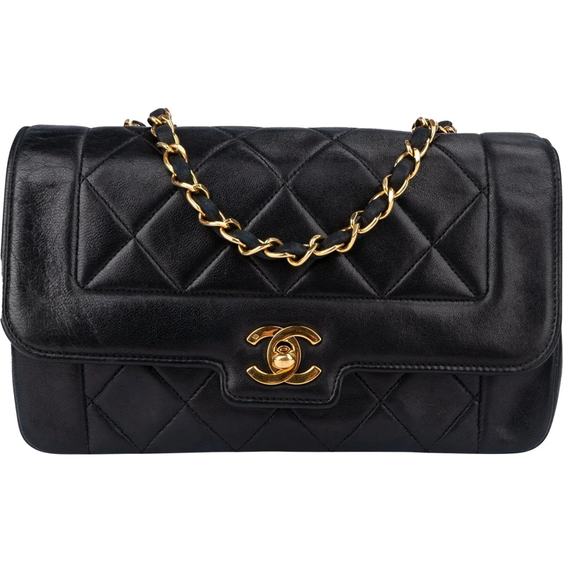 Chanel Sac à bandoulière Chanel Quilted Lambskin 24K Gold Single Flap Cross schwarz
