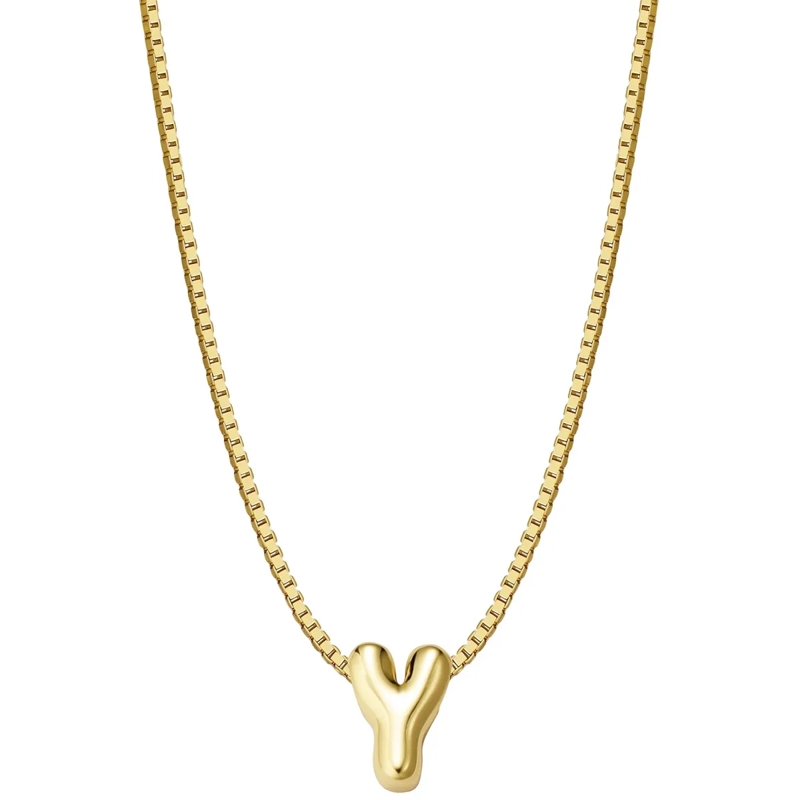 Glanzstücke München Mittellange Halskette Sterling Silber Halskette Buchstabe Y gold