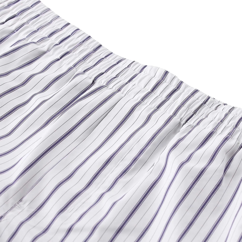 AMI Paris Bermuda Vertical Stripe Bermuda Shorts With Elastic Waistb White(Image 7)