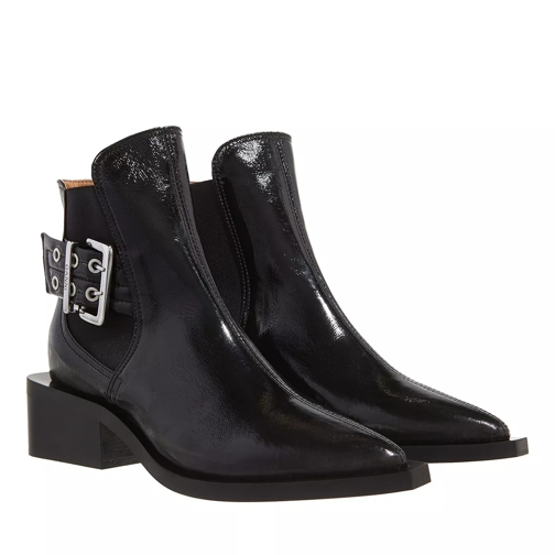 GANNI Chunky Buckle Chelsea Boot Naplack Black Stiefelette