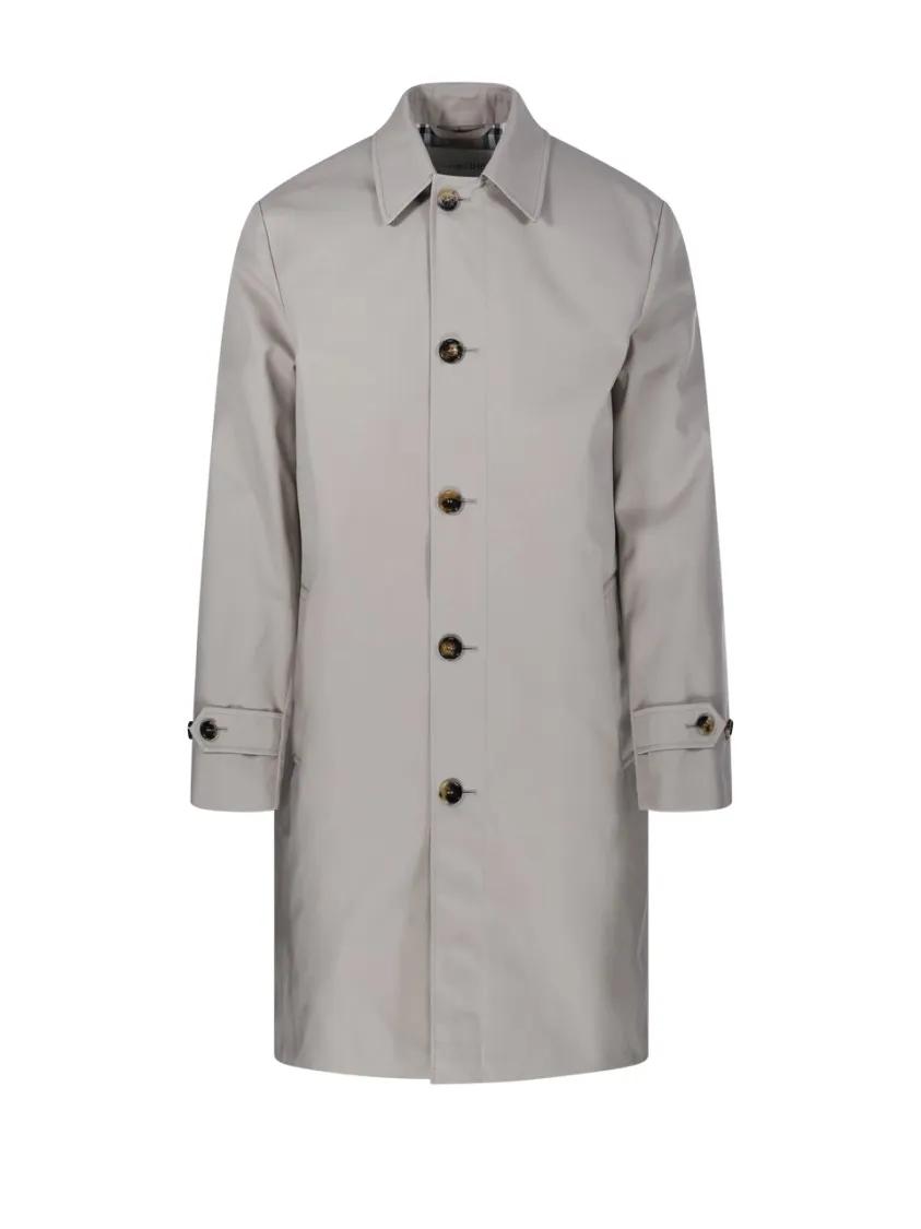 Thumbnail - Burberry - Classic Straight-Cut Trench Coat With Button-Up Fr - Größe 50 - grau