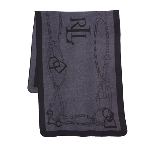 Lauren Ralph Lauren Wrap Oblong Scarf Synthetic Black/Charcoal Wollen Sjaal