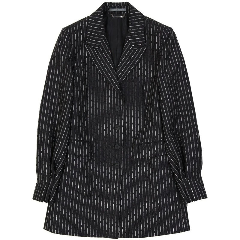 Alberta Ferretti Overgangsjas Wool Long Jacket Black