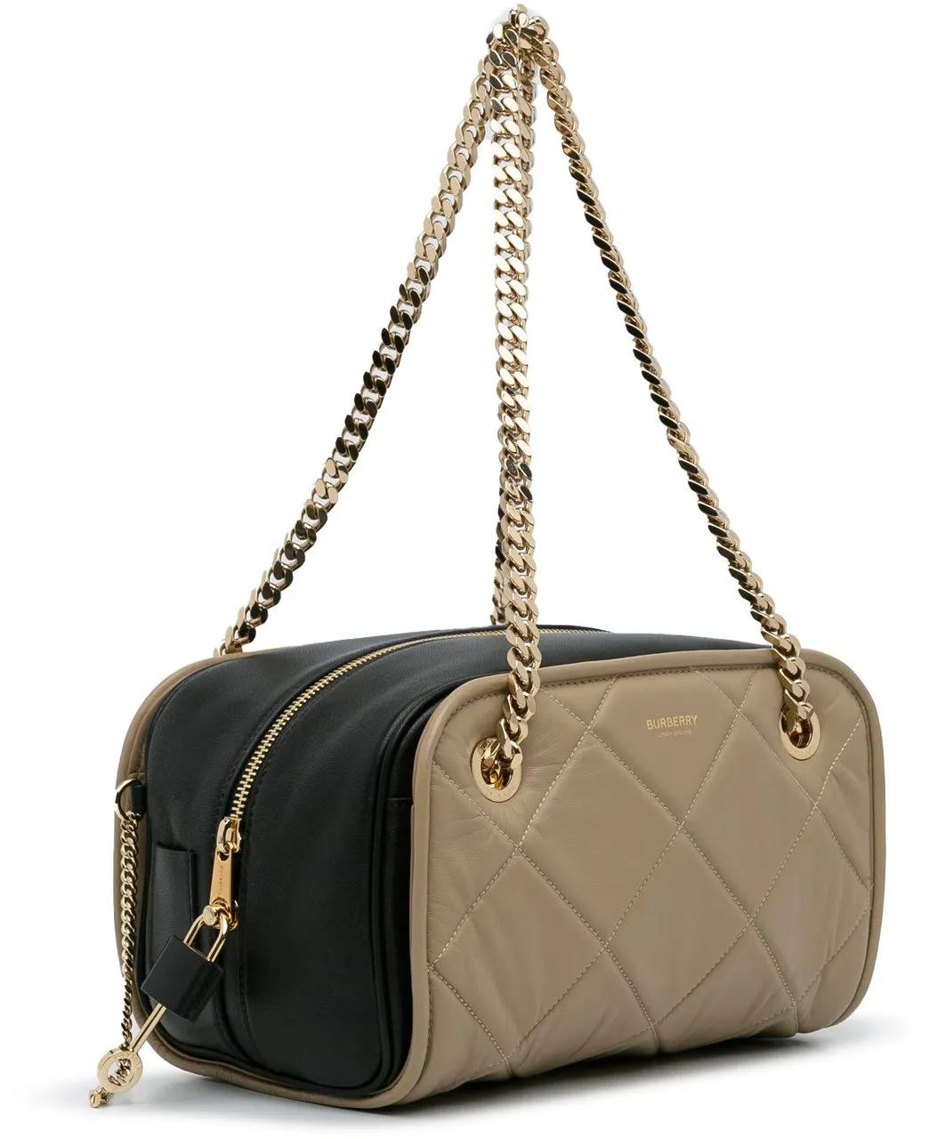 Burberry Shoppers Quilted Cube Chain Shoulder Bag in bruin