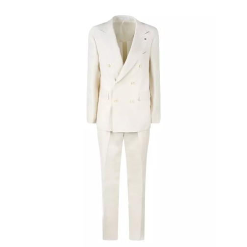 Tagliatore Linen Double-Breasted Tailored Suit White 