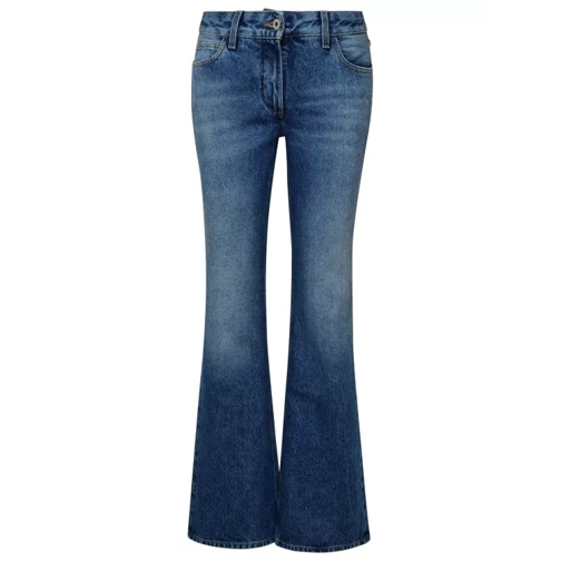 Off-White Flare Blue Cotton Jeans Blue Utställda jeans