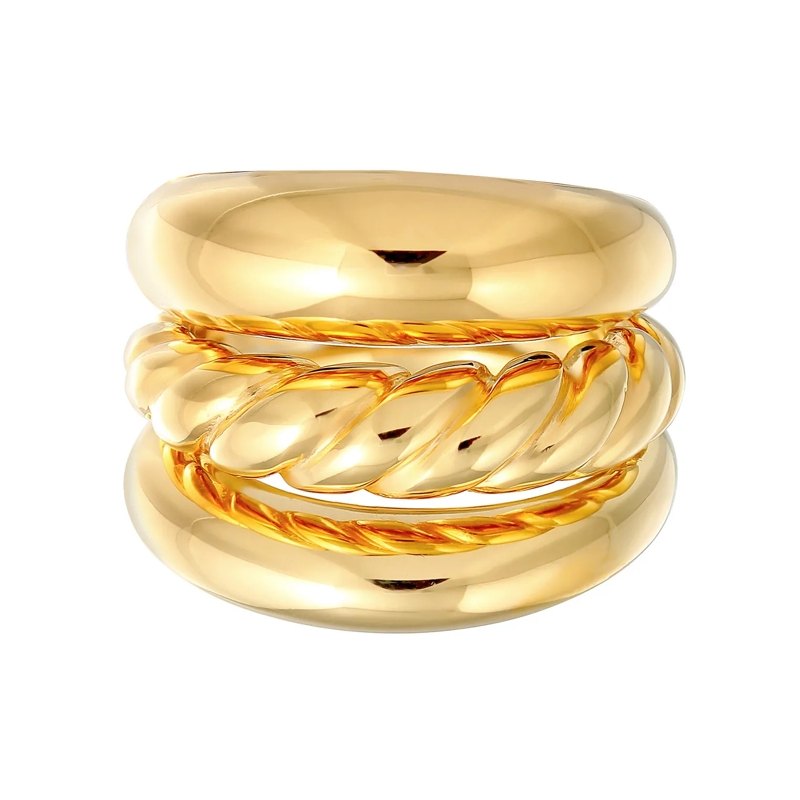 Elli Mehrfachring Ring Bandring Twisted Gedreht Set 925 Silber gold(Image 2)