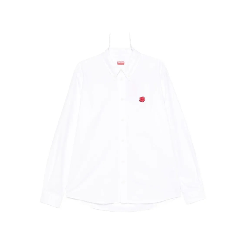 Kenzo Hemd White Button-Up Shirt With Embroidered Detail White