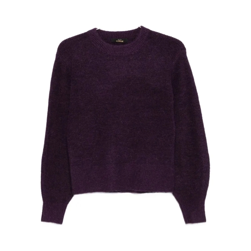 Twin-Set Pull Relaxed Fit Sweater With Puffed Sleeves And Croppe Purple