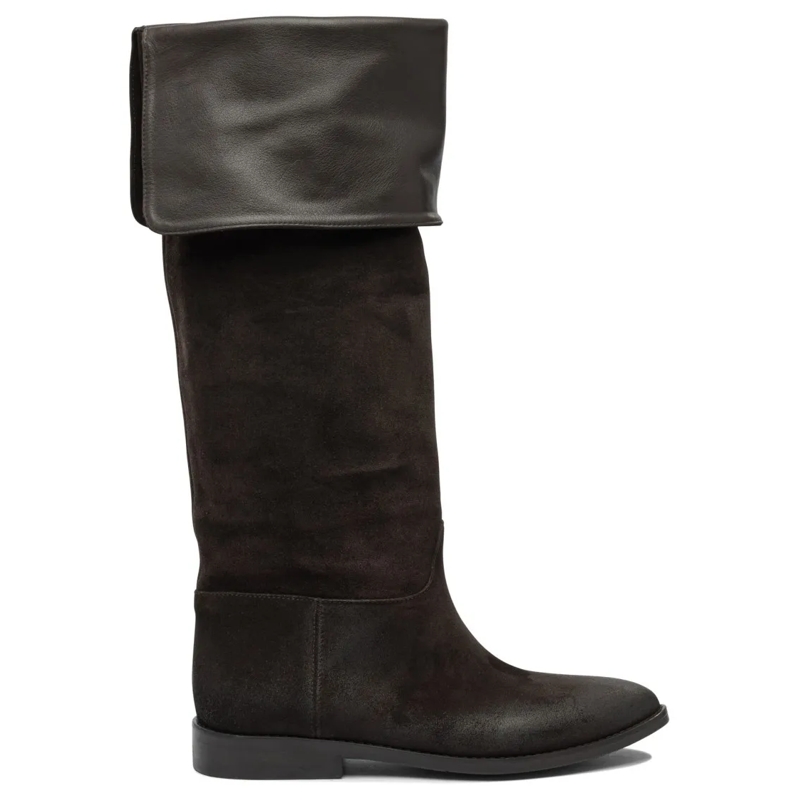 Strategia Bottes Sophisticated Brown Ankle Boots With Textured Leat Black