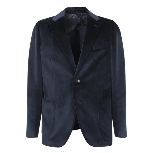 Lardini Single-Breasted Corduroy Jacket Black Blazer