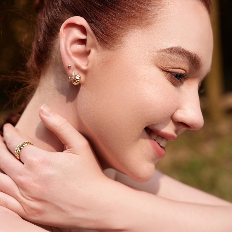 Ania Haie Ohrstecker 925er Sterlingsilber Kiss Hoops gold(Image 2)