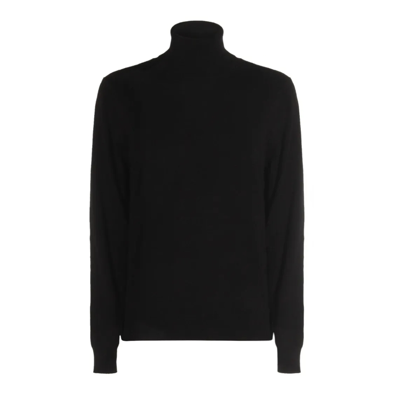 Malo Trui met col Black Cotton Knitwear Black