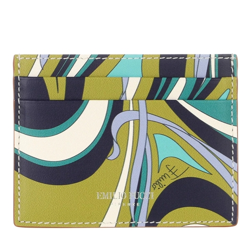 Emilio Pucci Credit Card Holder Calf Leather Navy/Oliva Card Case