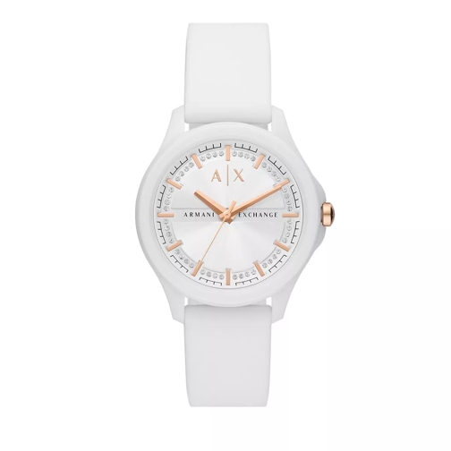 Armani Exchange Three-Hand White Silicone Watch White Montre à quartz