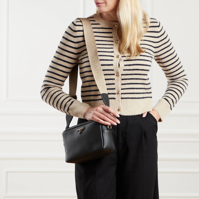 Prada Camera Bag Woman Grainy Camera Crossbody Bag Black(Image 3)