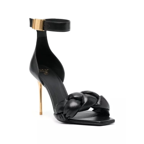 Balmain Logo-Plaque Open-Toe Sandals Black Sandalo con cinturino