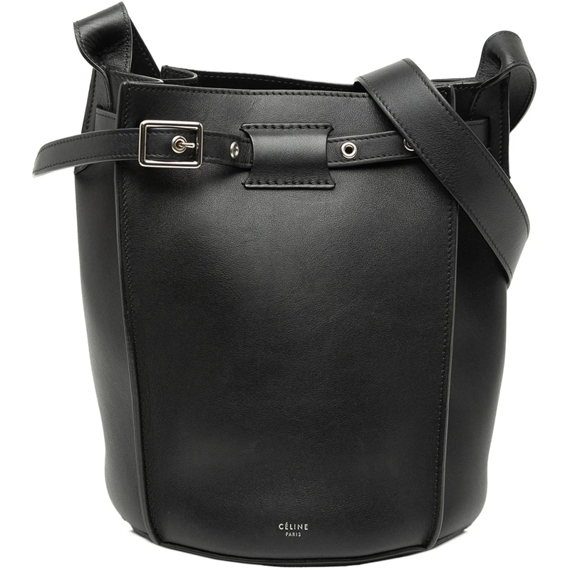Celine Schultertasche Nano Leather Big Bag Bucket Crossbody schwarz
