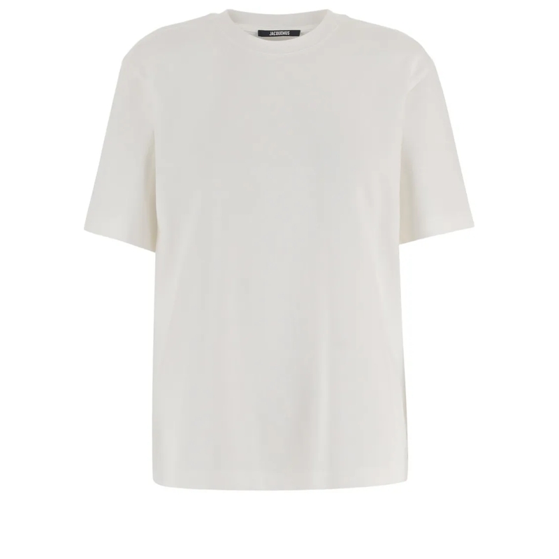 Jacquemus T-shirt Round Neck Cotton T-Shirt With Contrasting Logo Em White