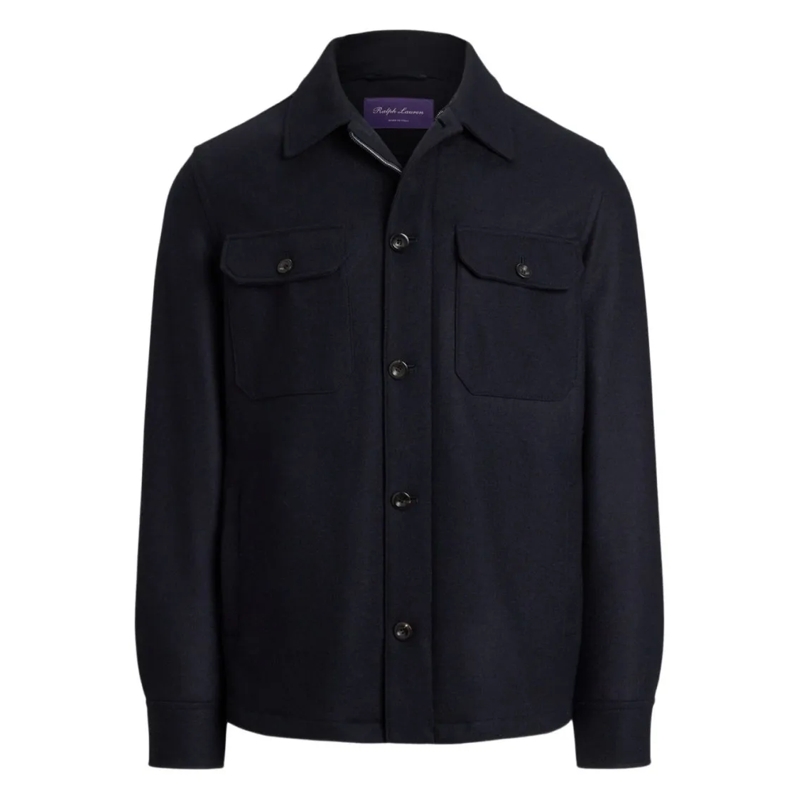 Polo Ralph Lauren  Cashmere Blue Jacket With Classic Collar Black