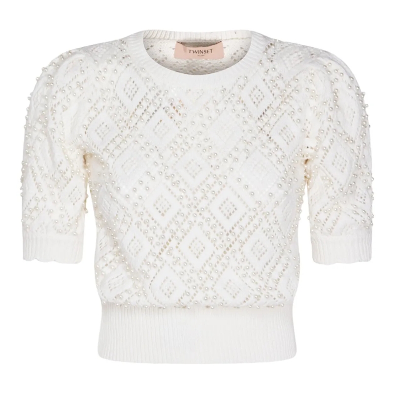 Twin-Set Pull Knit Sweater Collection With Ribbed And Cable Knit Neutrals