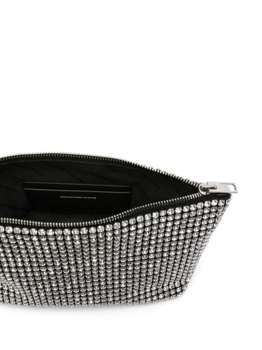 alexander wang Clutches Glass Top Zip Bag With Crystal Embellishment And D in grijs