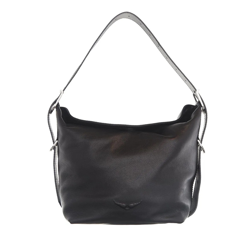 Zadig & Voltaire Hobo Bag Jane Calfskin Leather Black