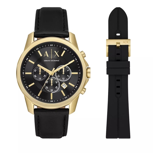 Armani Exchange Chronograph Leather Watch Gift Set Black Chronograph