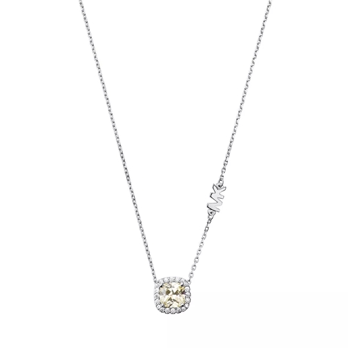 Michael Kors Sterling Silver Pavé Cushion-Cut Pendant Necklace Silver Medium Necklace